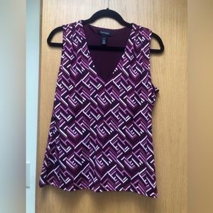 WHBM sleeveless top in maroon and white